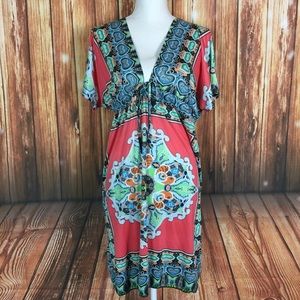 NWT Anself Paisley Strechy LowCut Tunic Mini Dress